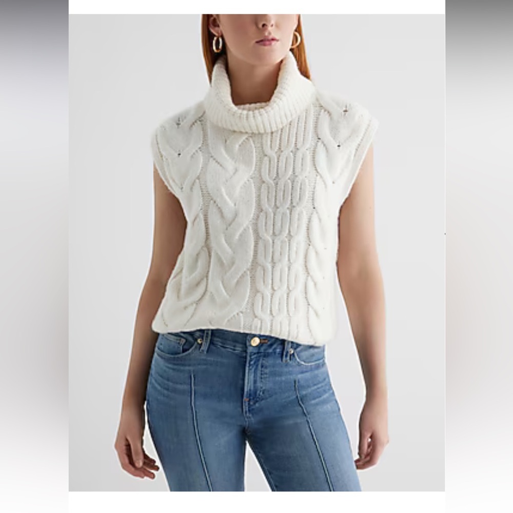 Express Cable Knit Turtleneck Sweater Vest